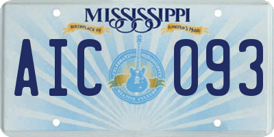 MS license plate AIC093