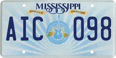 MS license plate AIC098
