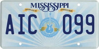MS license plate AIC099