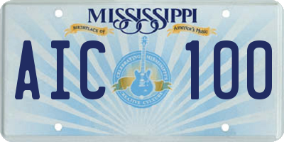 MS license plate AIC100