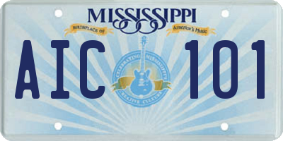 MS license plate AIC101