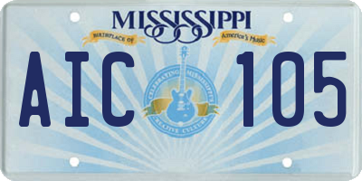 MS license plate AIC105