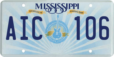 MS license plate AIC106