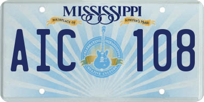 MS license plate AIC108