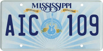 MS license plate AIC109