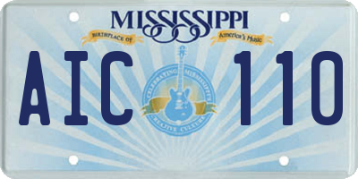 MS license plate AIC110