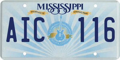 MS license plate AIC116