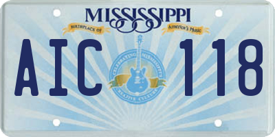 MS license plate AIC118