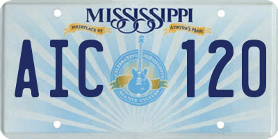 MS license plate AIC120