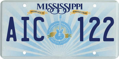 MS license plate AIC122
