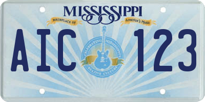 MS license plate AIC123