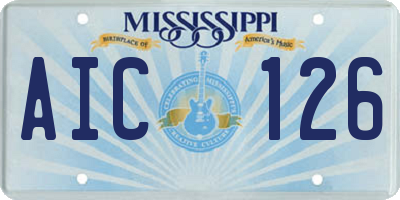 MS license plate AIC126