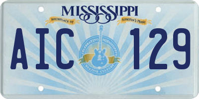 MS license plate AIC129
