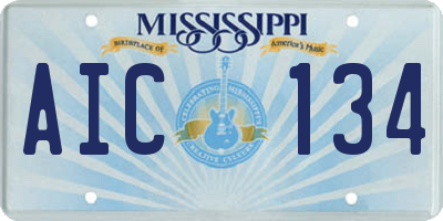 MS license plate AIC134