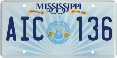 MS license plate AIC136