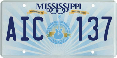 MS license plate AIC137