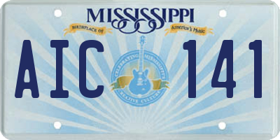 MS license plate AIC141