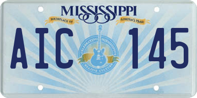 MS license plate AIC145