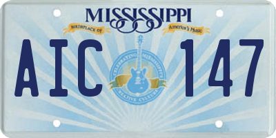 MS license plate AIC147