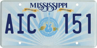 MS license plate AIC151