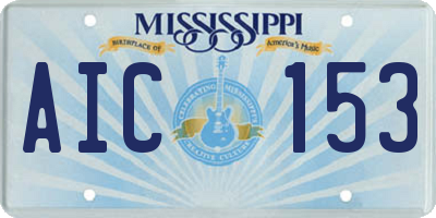 MS license plate AIC153