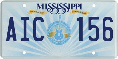 MS license plate AIC156
