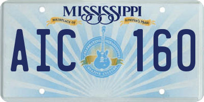 MS license plate AIC160