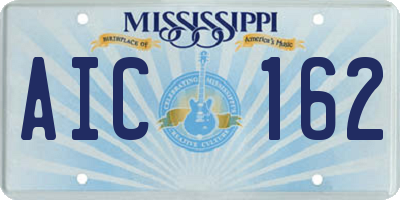 MS license plate AIC162