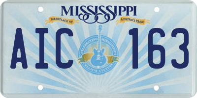 MS license plate AIC163