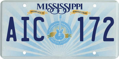 MS license plate AIC172