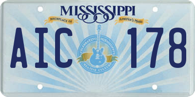MS license plate AIC178