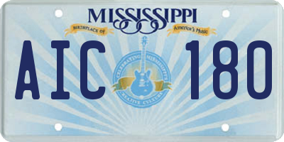 MS license plate AIC180