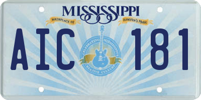 MS license plate AIC181