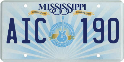 MS license plate AIC190