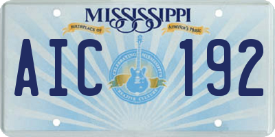 MS license plate AIC192