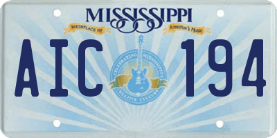 MS license plate AIC194