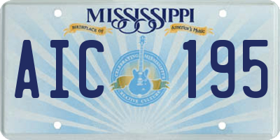 MS license plate AIC195