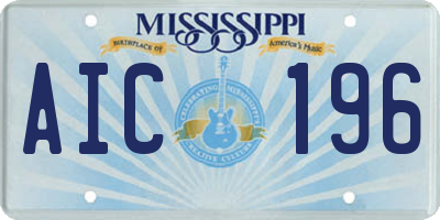 MS license plate AIC196