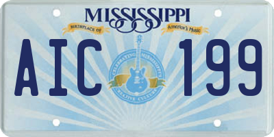 MS license plate AIC199