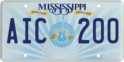 MS license plate AIC200