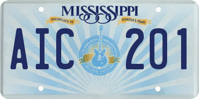 MS license plate AIC201
