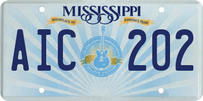 MS license plate AIC202