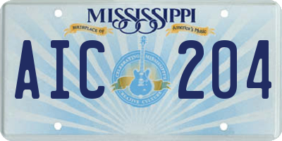 MS license plate AIC204