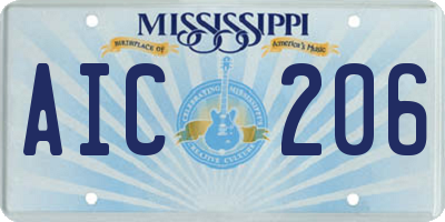 MS license plate AIC206