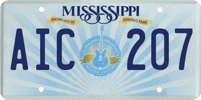 MS license plate AIC207