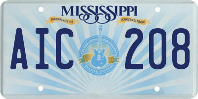 MS license plate AIC208