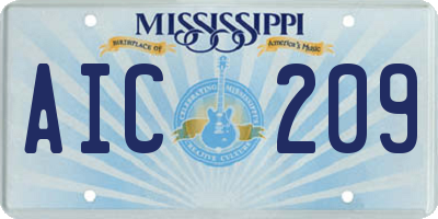 MS license plate AIC209