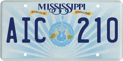 MS license plate AIC210