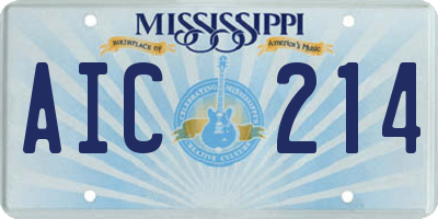 MS license plate AIC214