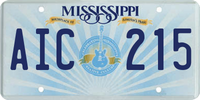 MS license plate AIC215